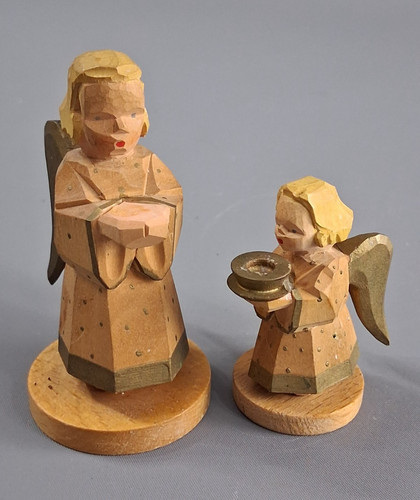 2er set geschnitzte engel - geschnitzte,
