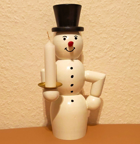 Holzfigur schneemann mit - schneemann,