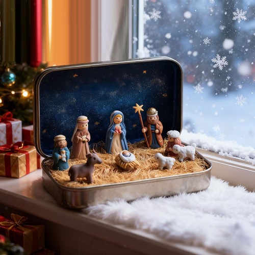 Mini weihnachtskrippe mit - mini-weihnachtskrippe,